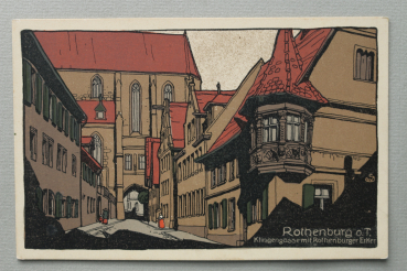AK Rothenburg ob der Tauber / 1920-1940 / Litho Lithographie / Monogramm SW / Künstler Stein Zeichnung / Klingengasse mit Rothenburger Erker